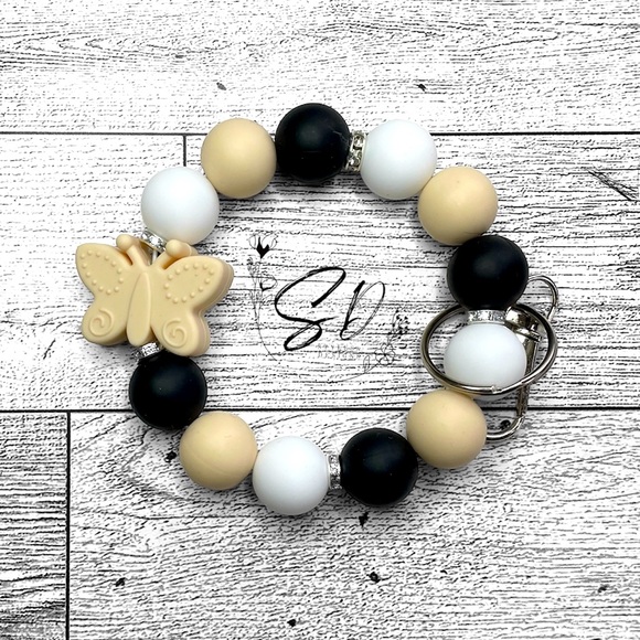 Butterfly Silicone wristlet keychain, 6 1/4 inch - Picture 4 of 4